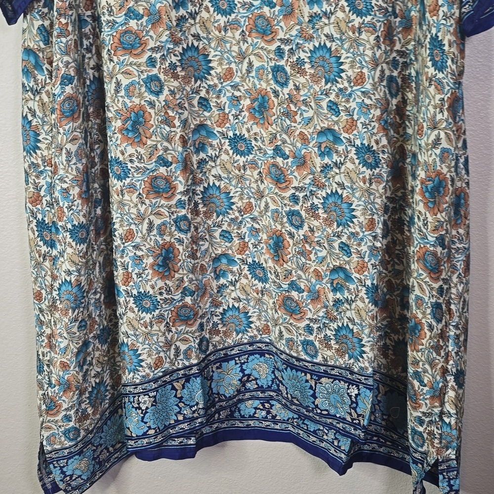 La Fourmi Rougue Floral Patterned Kaftan Dress Silk Blend Size XXL - Picture 3 of 7